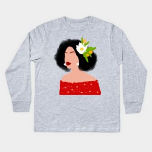 Red Lady 2 Kids Long Sleeve T-Shirt